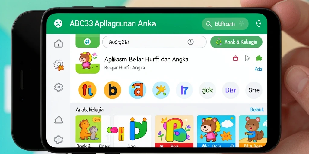 Tampilan antarmuka aplikasi ABC33 yang interaktif dan ceria.