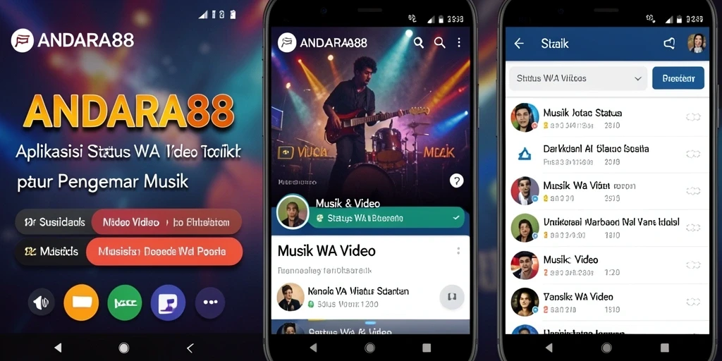Tampilan antarmuka aplikasi ANDARA88 dengan video status yang menarik.