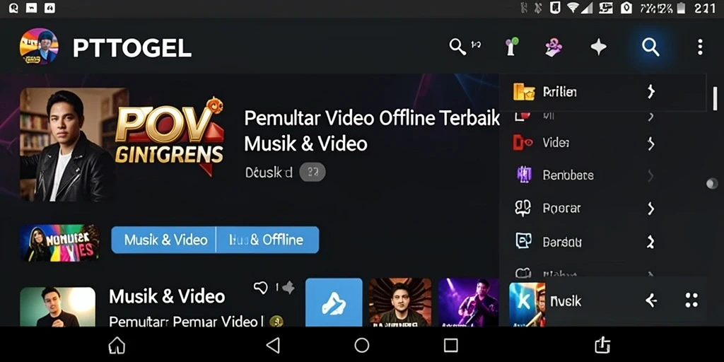 Antarmuka PTTOGEL yang intuitif untuk Pemutar Video Offline.