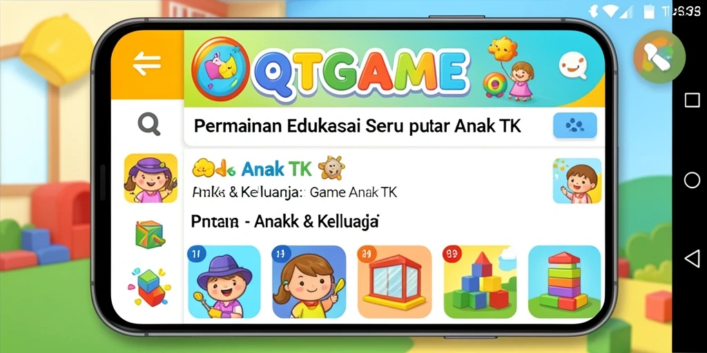 Antarmuka QTGAME yang cerah dan interaktif untuk anak-anak.